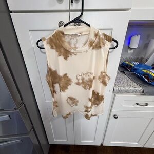 Calvin Klein Cream and Brown Muscle Tee